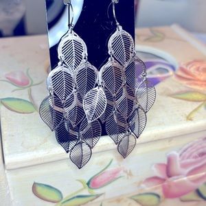 Silver Leaf Dangle Earrings